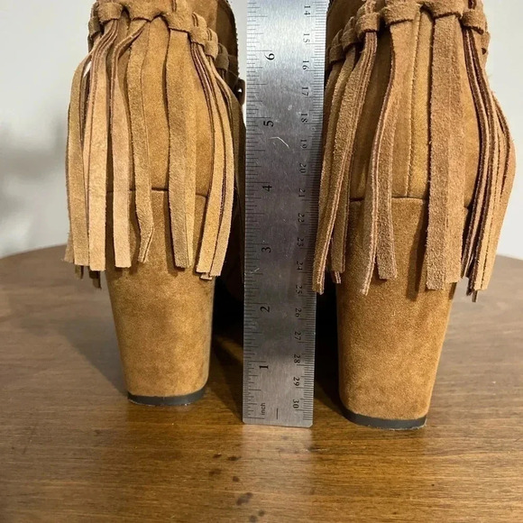 Dolce Vita Brown Faux suede fringe open toe booties size 11 - Picture 4 of 6